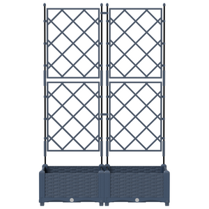 Piantana da giardino con trellis 2 pz Grigio 80x40x125,5 cm