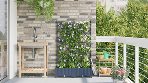 Piantana da giardino con trellis 2 pz Grigio 80x40x125,5 cm