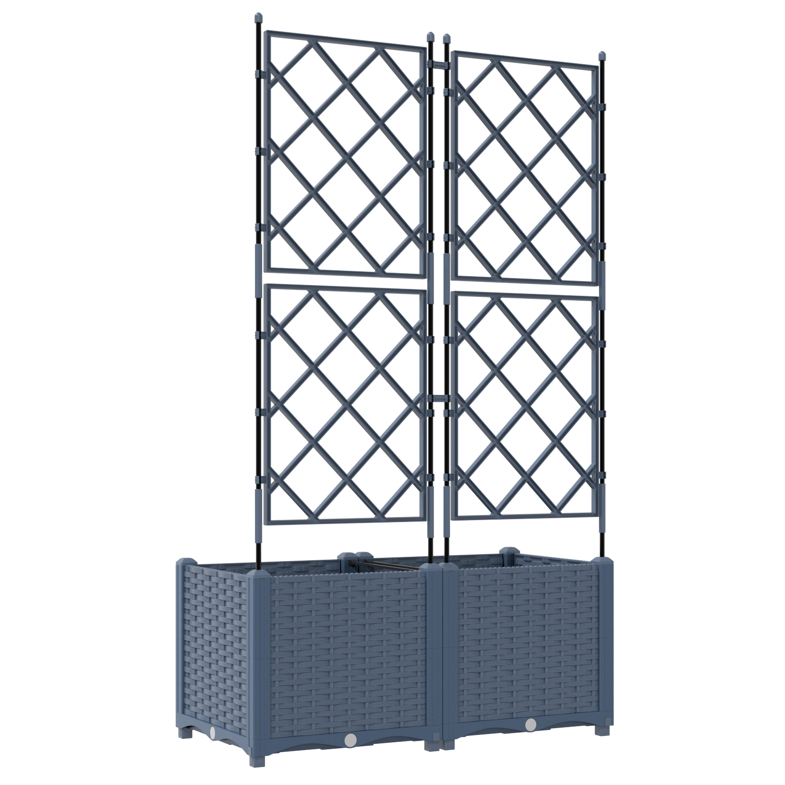 Fioriera da Giardino con Trellis 2 pcs Grigia 80x40x143 cm