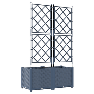 Fioriera da Giardino con Trellis 2 pcs Grigia 80x40x143 cm