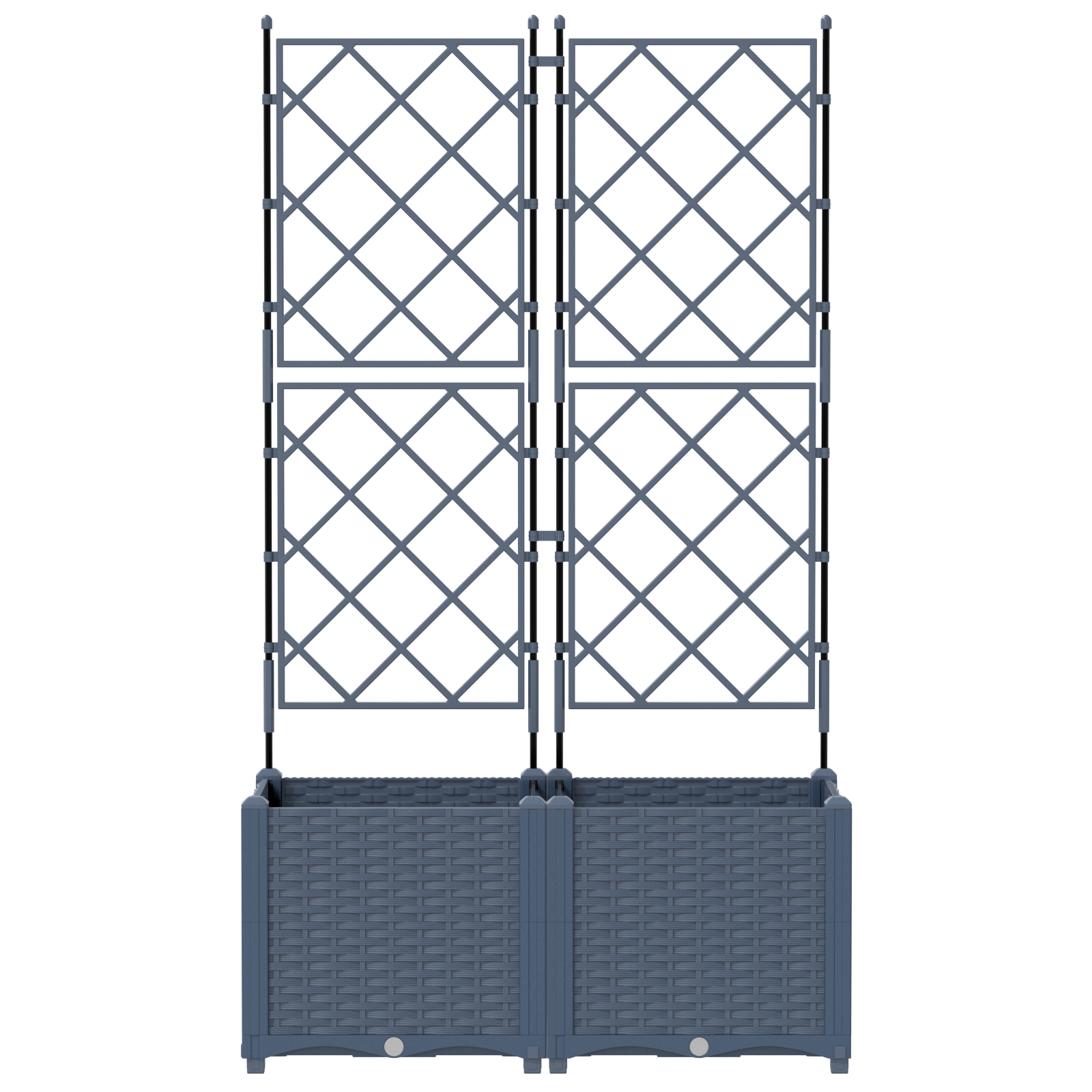 Fioriera da Giardino con Trellis 2 pcs Grigia 80x40x143 cm