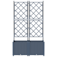 Fioriera da Giardino con Trellis 2 pcs Grigia 80x40x143 cm