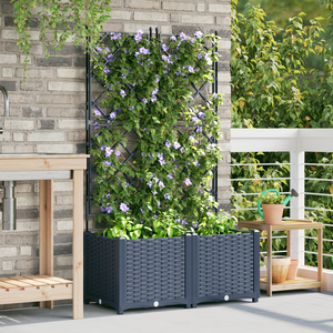 Fioriera da Giardino con Trellis 2 pcs Grigia 80x40x143 cm