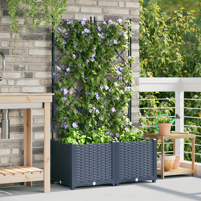 Fioriera da Giardino con Trellis 2 pcs Grigia 80x40x143 cm