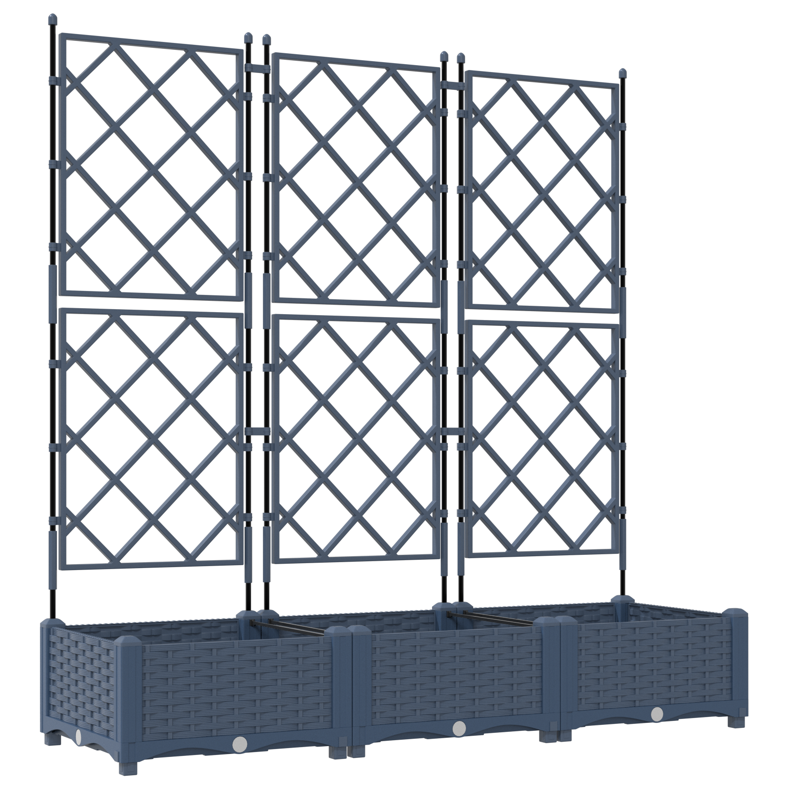 Vaso da Giardino con Trellis 3 pz Grigio 120x40x125.5 cm