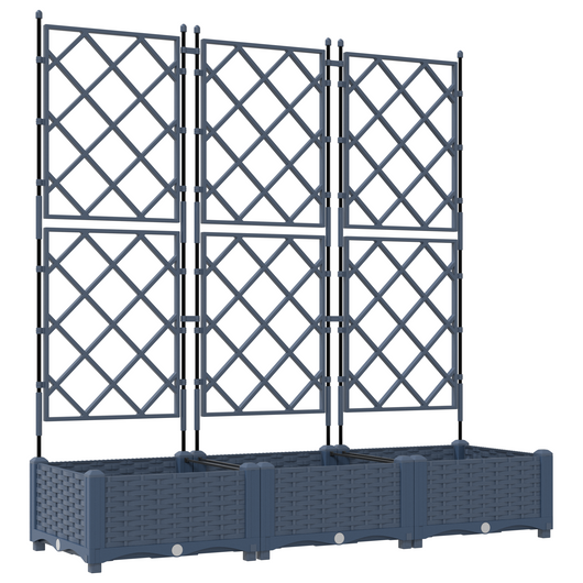 Vaso da Giardino con Trellis 3 pz Grigio 120x40x125.5 cm