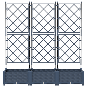 Vaso da Giardino con Trellis 3 pz Grigio 120x40x125.5 cm