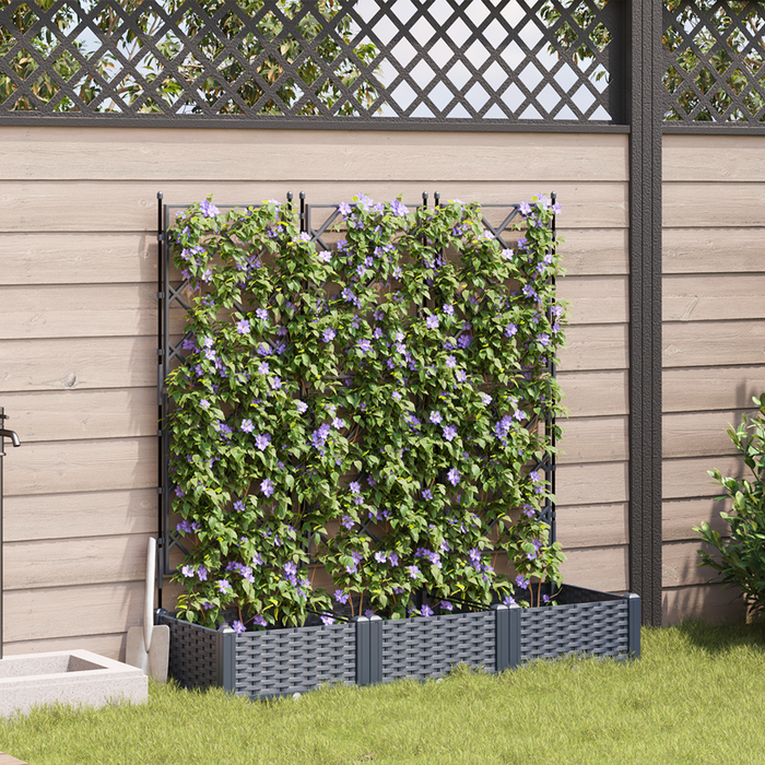 Vaso da Giardino con Trellis 3 pz Grigio 120x40x125.5 cm