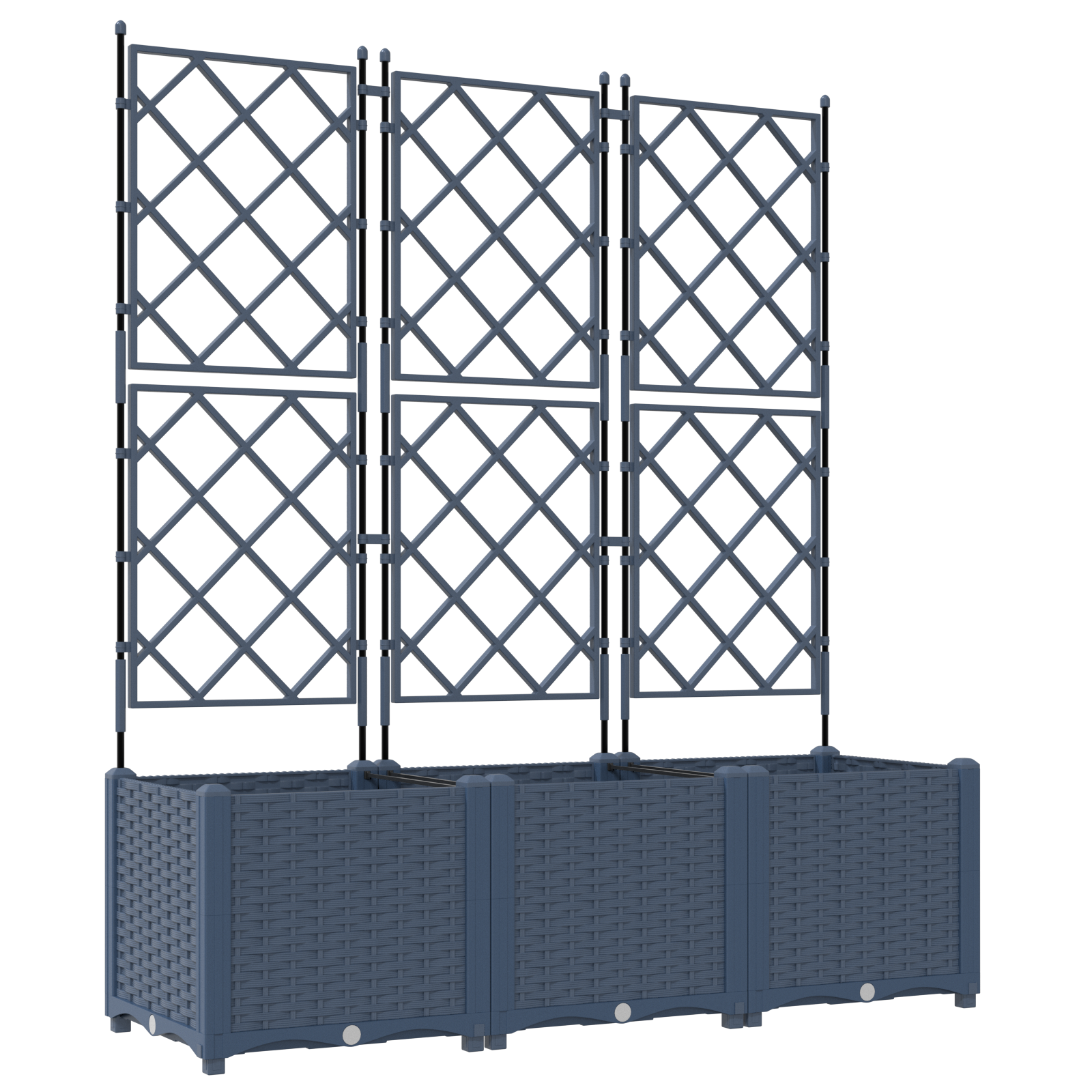 Vaso da giardino con trellis 3 pz Grigio 120x40x143 cm