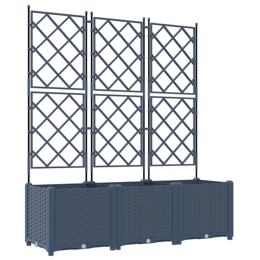 Vaso da giardino con trellis 3 pz Grigio 120x40x143 cm
