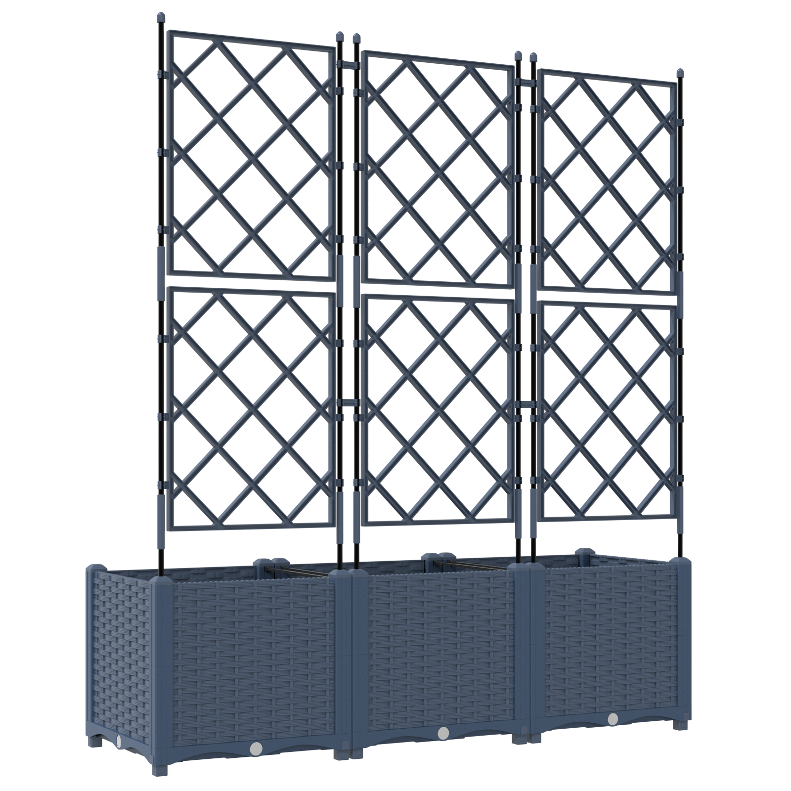 Vaso da giardino con trellis 3 pz Grigio 120x40x143 cm