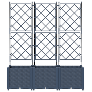 Vaso da giardino con trellis 3 pz Grigio 120x40x143 cm