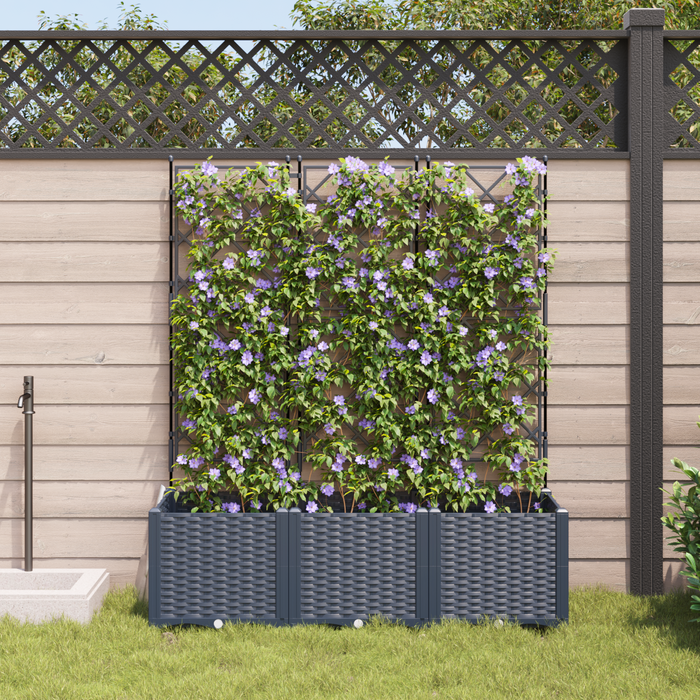 Vaso da giardino con trellis 3 pz Grigio 120x40x143 cm