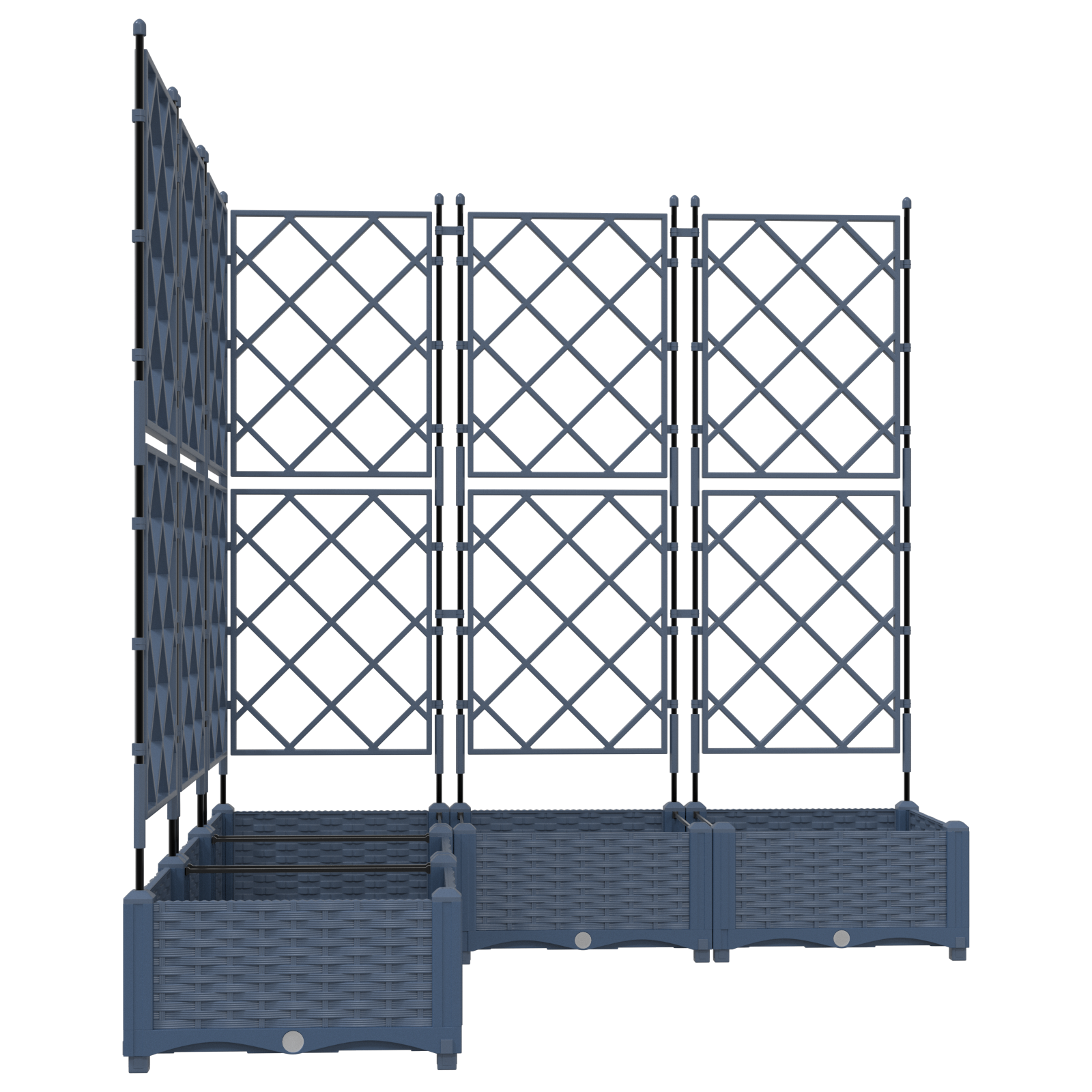 Vaso da Giardino con Trellis 5 pz Grigio 120x120x125.5 cm