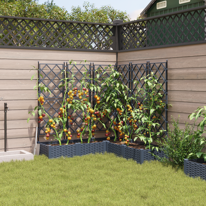 Vaso da Giardino con Trellis 5 pz Grigio 120x120x125.5 cm