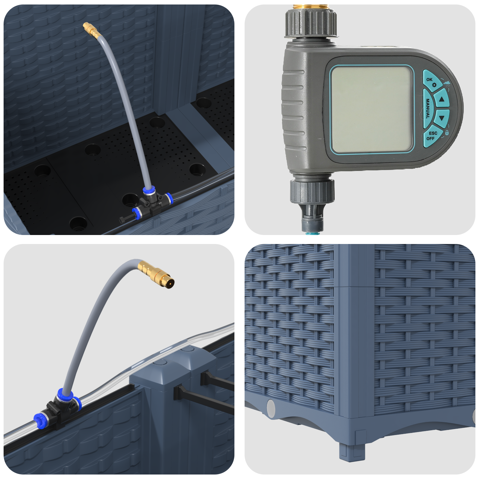 vidaXL Vasi da giardino Grigio 80 x 40 x 37.5 cm Acciaio