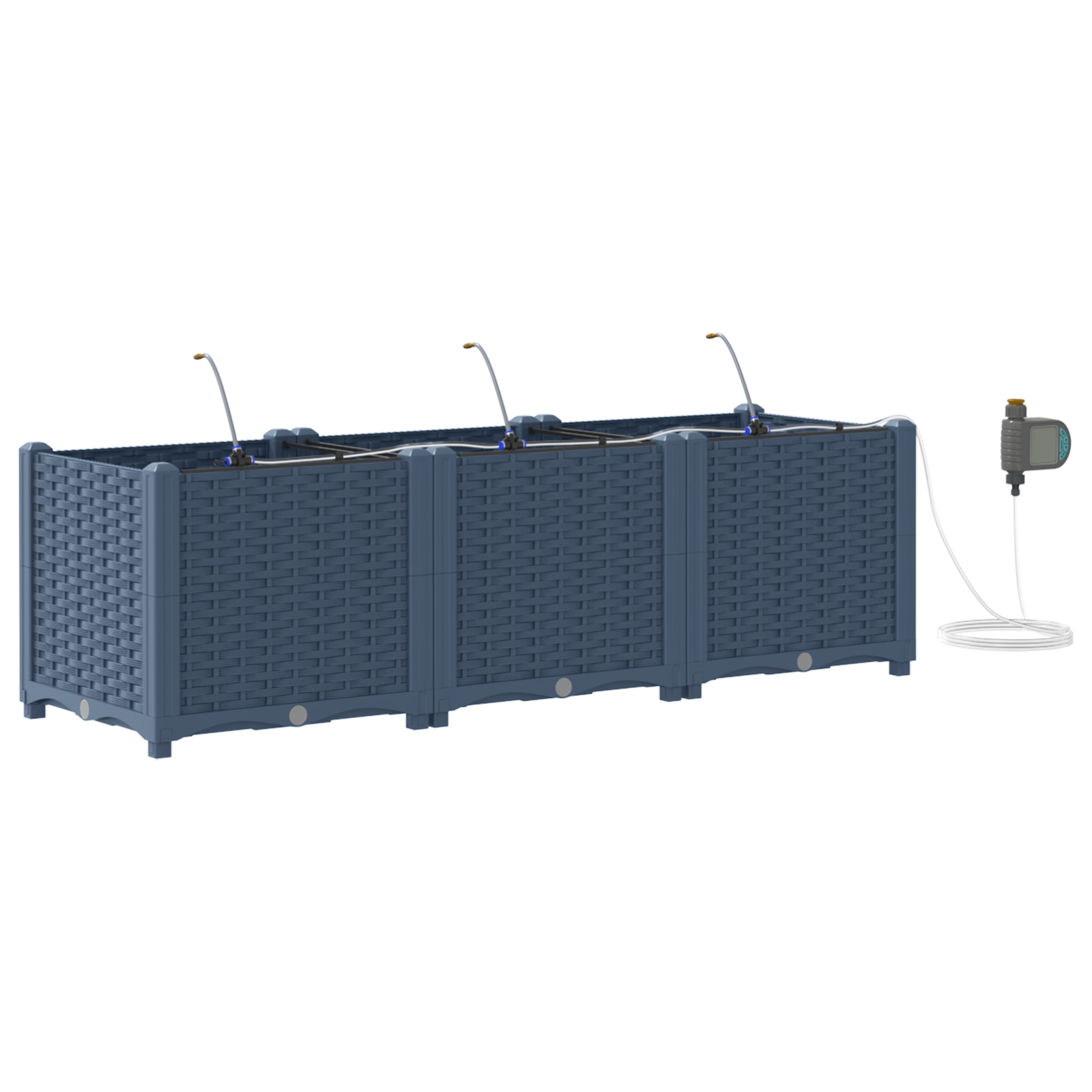 Fioriere da Giardino con Sistema di Irrigazione 3 pcs Grigio