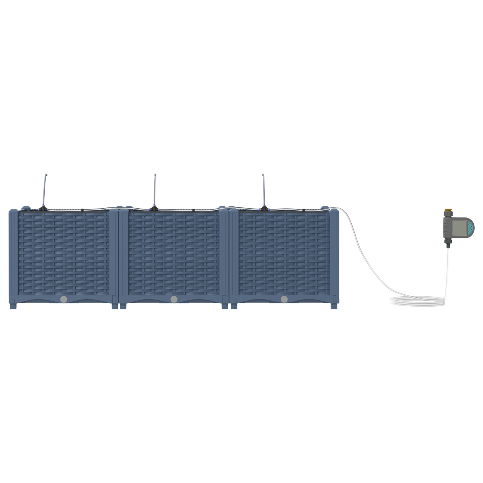 Fioriere da Giardino con Sistema di Irrigazione 3 pcs Grigio