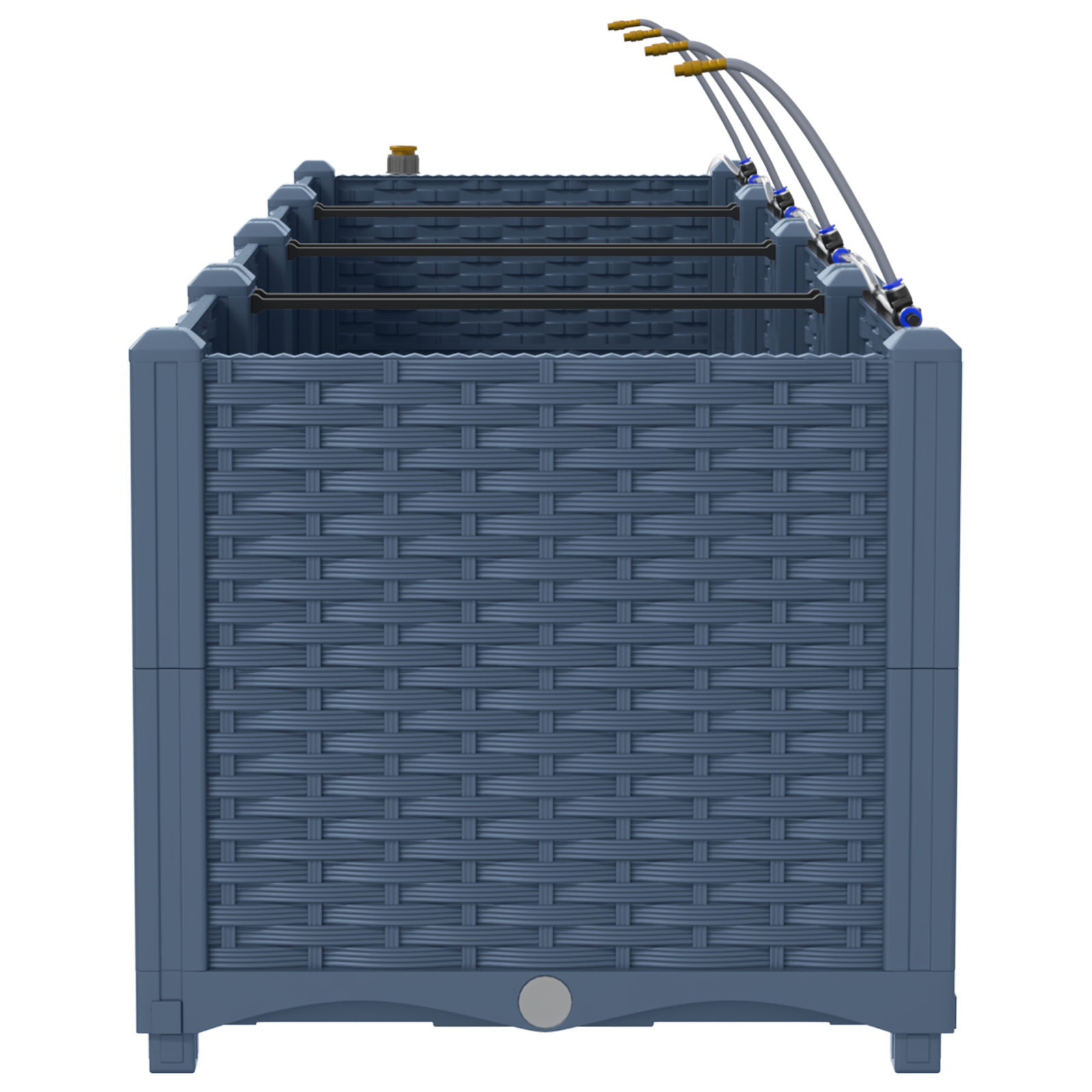 Fioriere da Giardino con Sistema di Irrigazione 3 pcs Grigio