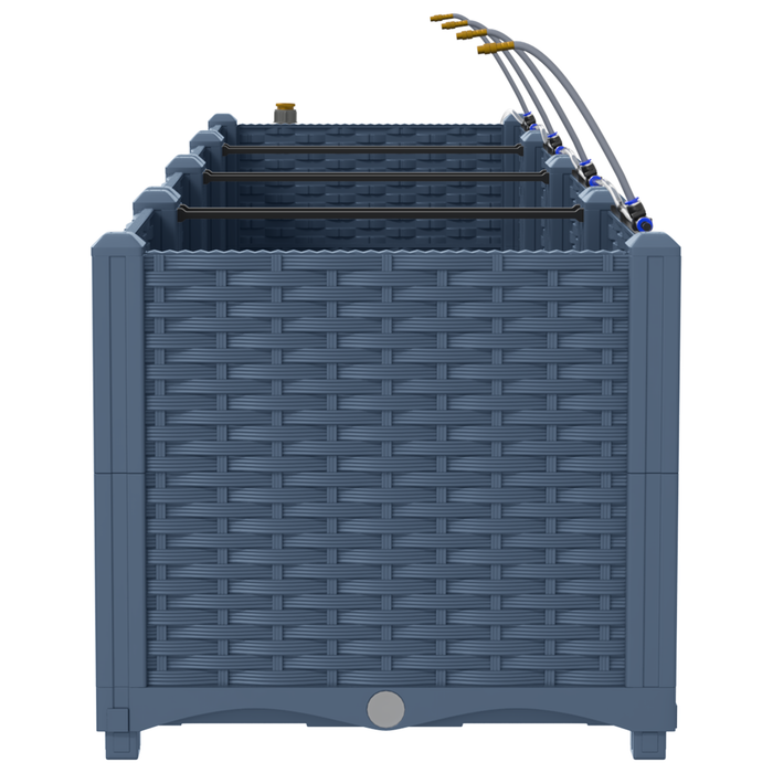 Fioriere da Giardino con Sistema di Irrigazione 3 pcs Grigio