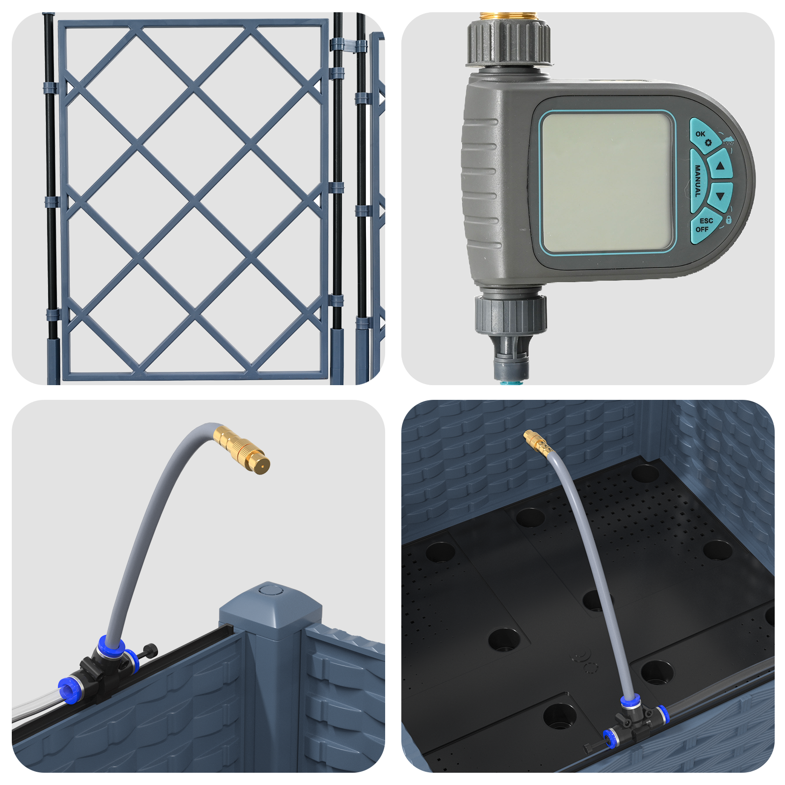 vidaXL Vasi da giardino Grigio 40 x 40 x 126 cm Acciaio