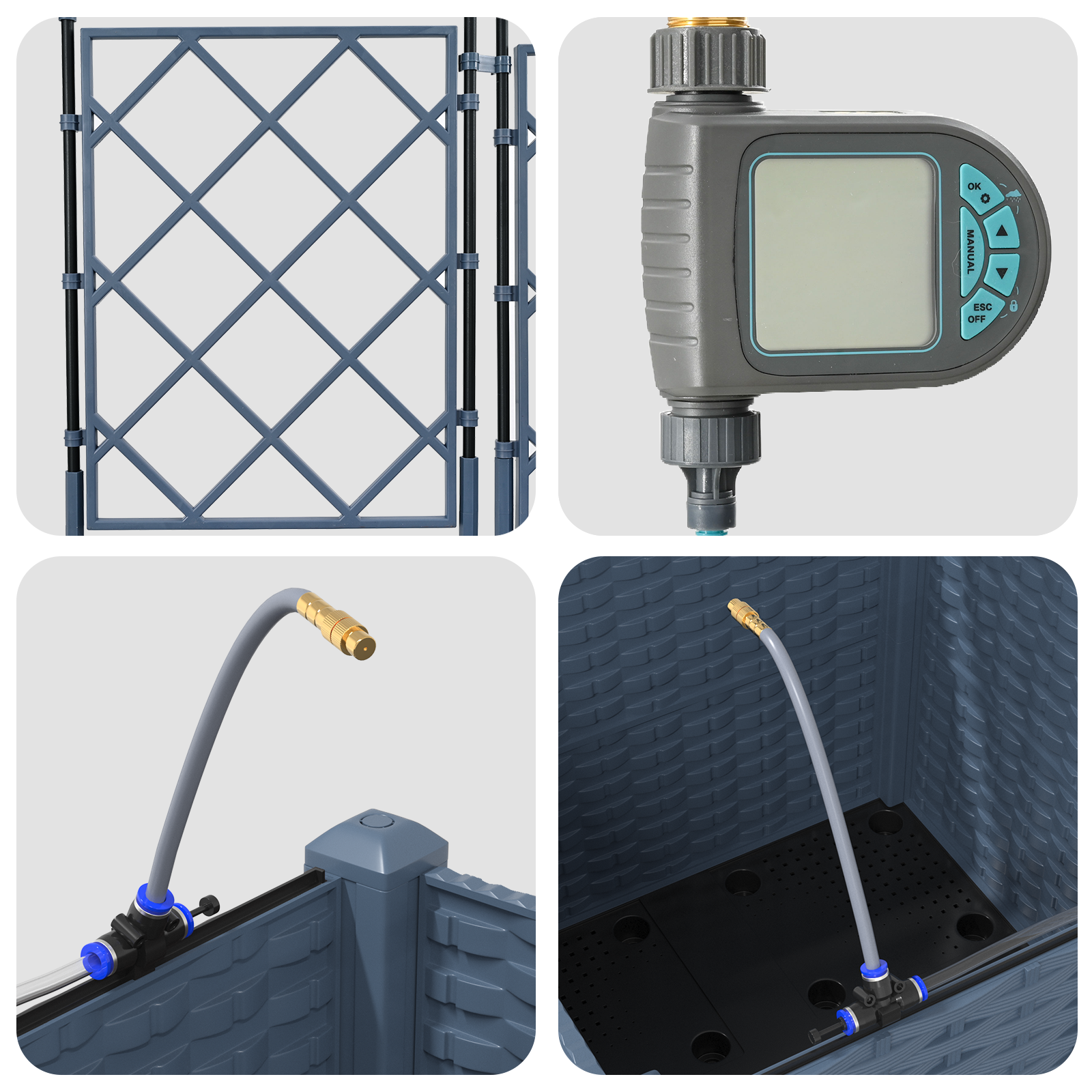 Fioriere da Giardino  con Sistema di Irrigazione in Grigio