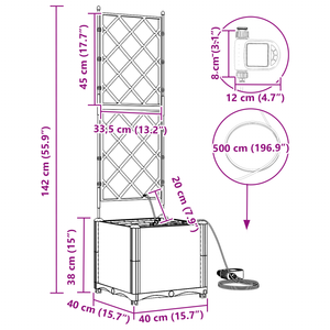 Fioriere da Giardino  con Sistema di Irrigazione in Grigio