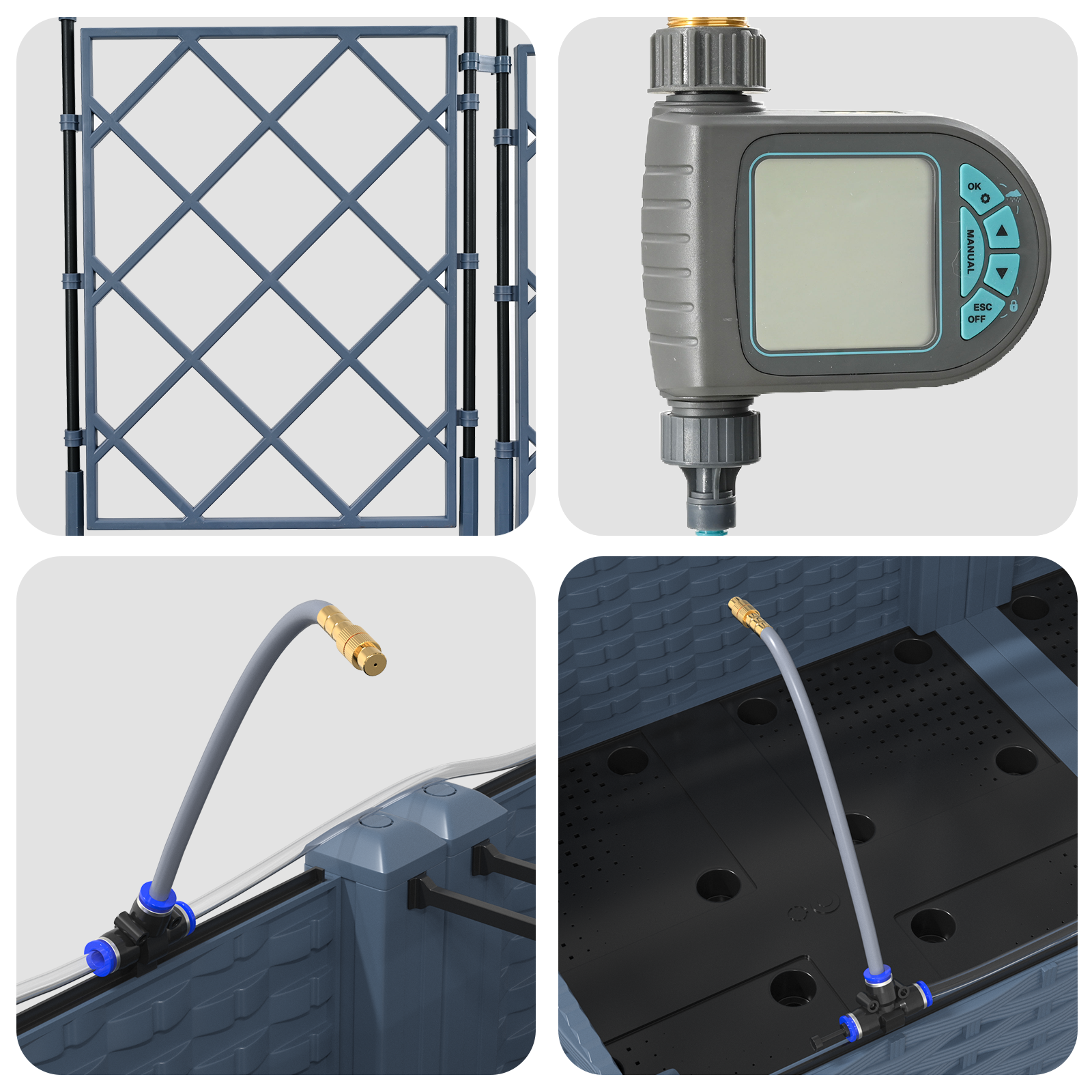 Fioriere da giardino  con sistema di irrigazione 2 pz Grigio