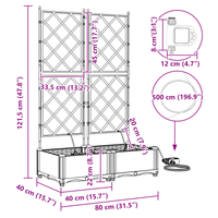 Fioriere da giardino  con sistema di irrigazione 2 pz Grigio