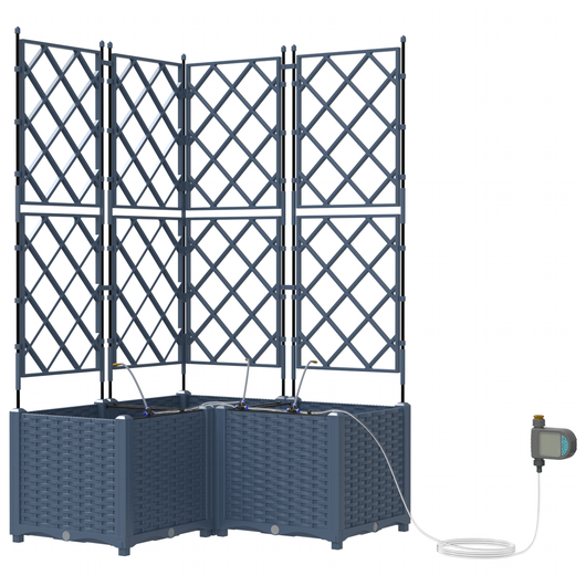 Fioriere da Giardino con Sistema di Irrigazione 3 pcs Grigio