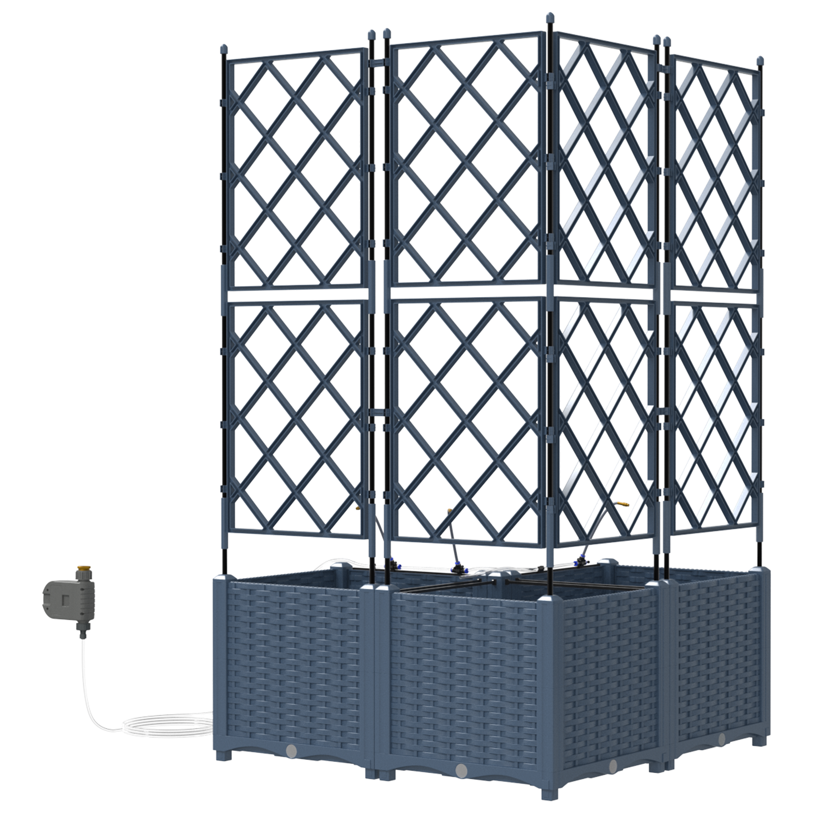 Fioriere da Giardino con Sistema di Irrigazione 3 pcs Grigio