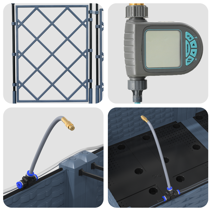 Scavatori da Giardino  con Sistema di Irrigazione 5 pezzi Grigio