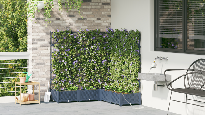 Scavatori da Giardino  con Sistema di Irrigazione 5 pezzi Grigio