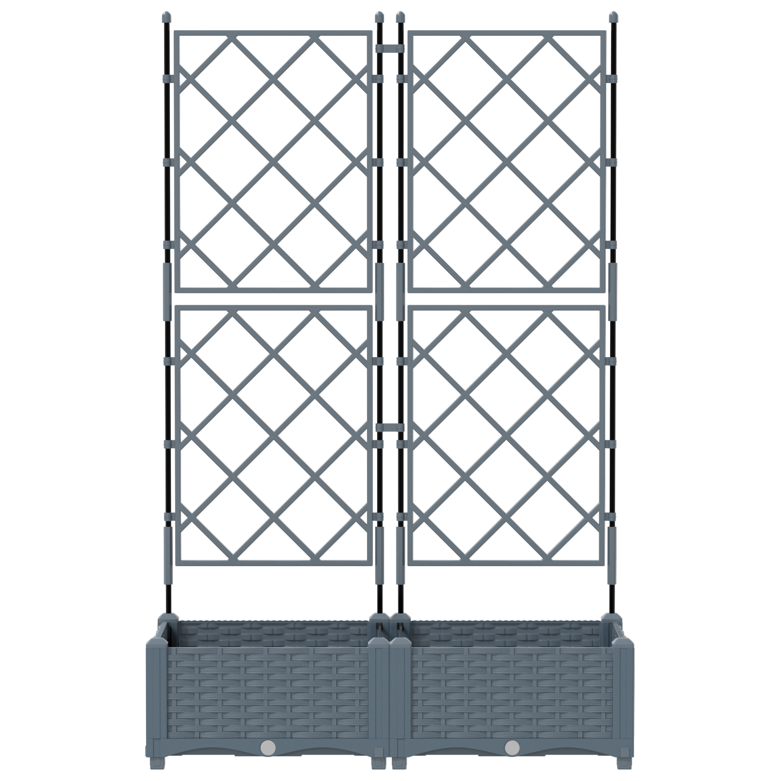Fioriera con Trellis 2 pz Grigio Chiaro 80x40x125.5 cm