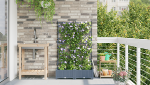 Fioriera con Trellis 2 pz Grigio Chiaro 80x40x125.5 cm