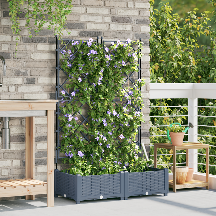 Fioriera con Trellis 2 pz Grigio Chiaro 80x40x125.5 cm