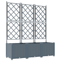 Fioriera da giardino con trellis 3 pz grigio chiaro 120x40x143 cm