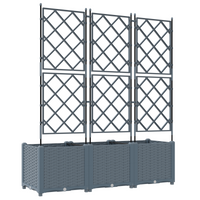 Fioriera da giardino con trellis 3 pz grigio chiaro 120x40x143 cm
