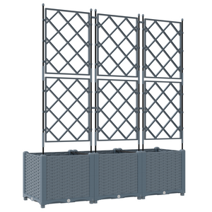 Fioriera da giardino con trellis 3 pz grigio chiaro 120x40x143 cm