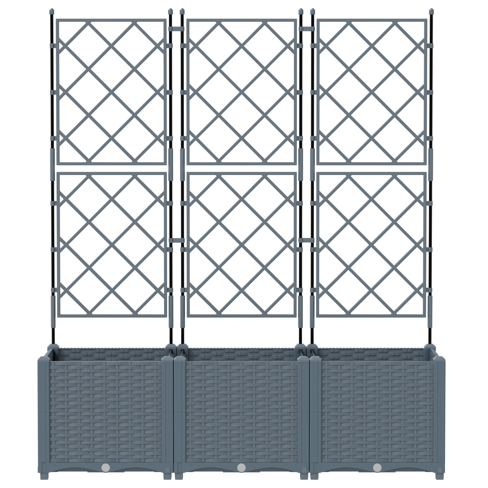Fioriera da giardino con trellis 3 pz grigio chiaro 120x40x143 cm