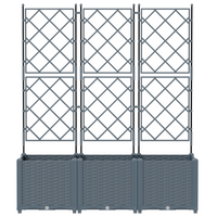 Fioriera da giardino con trellis 3 pz grigio chiaro 120x40x143 cm