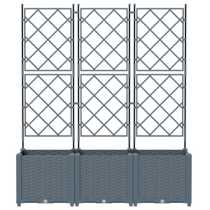 Fioriera da giardino con trellis 3 pz grigio chiaro 120x40x143 cm