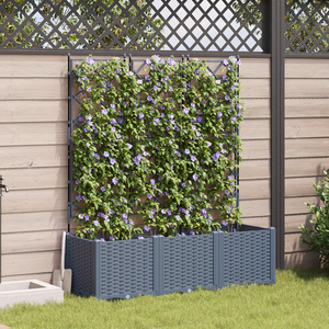 Fioriera da giardino con trellis 3 pz grigio chiaro 120x40x143 cm