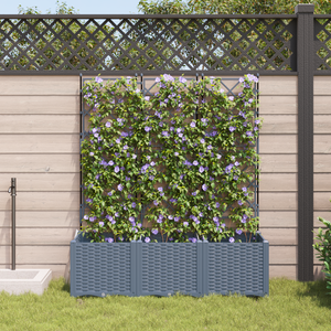 Fioriera da giardino con trellis 3 pz grigio chiaro 120x40x143 cm