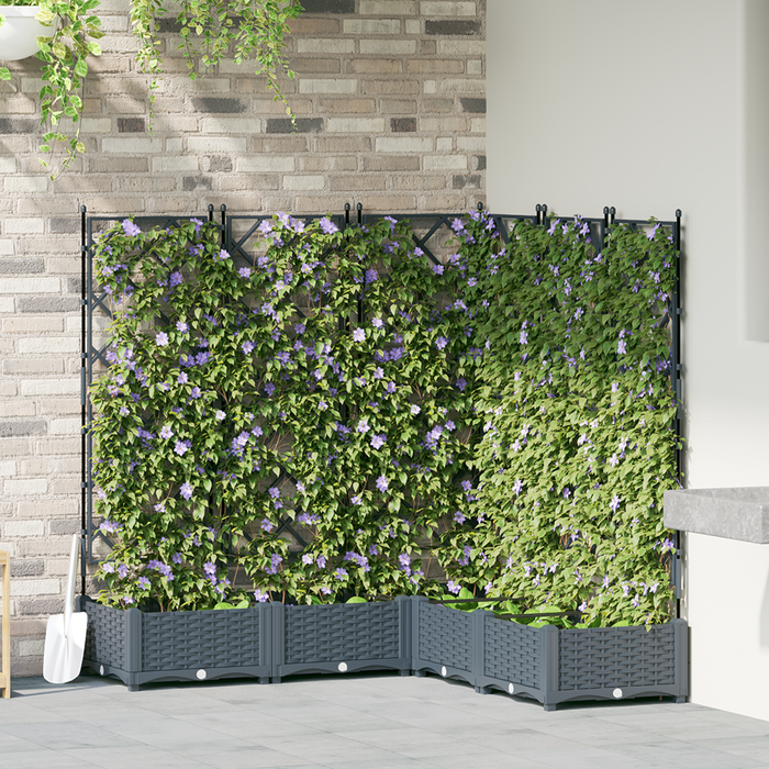 Vaso da Giardino con Trellis 5 pz Grigio Chiaro 120x120x125.5 cm