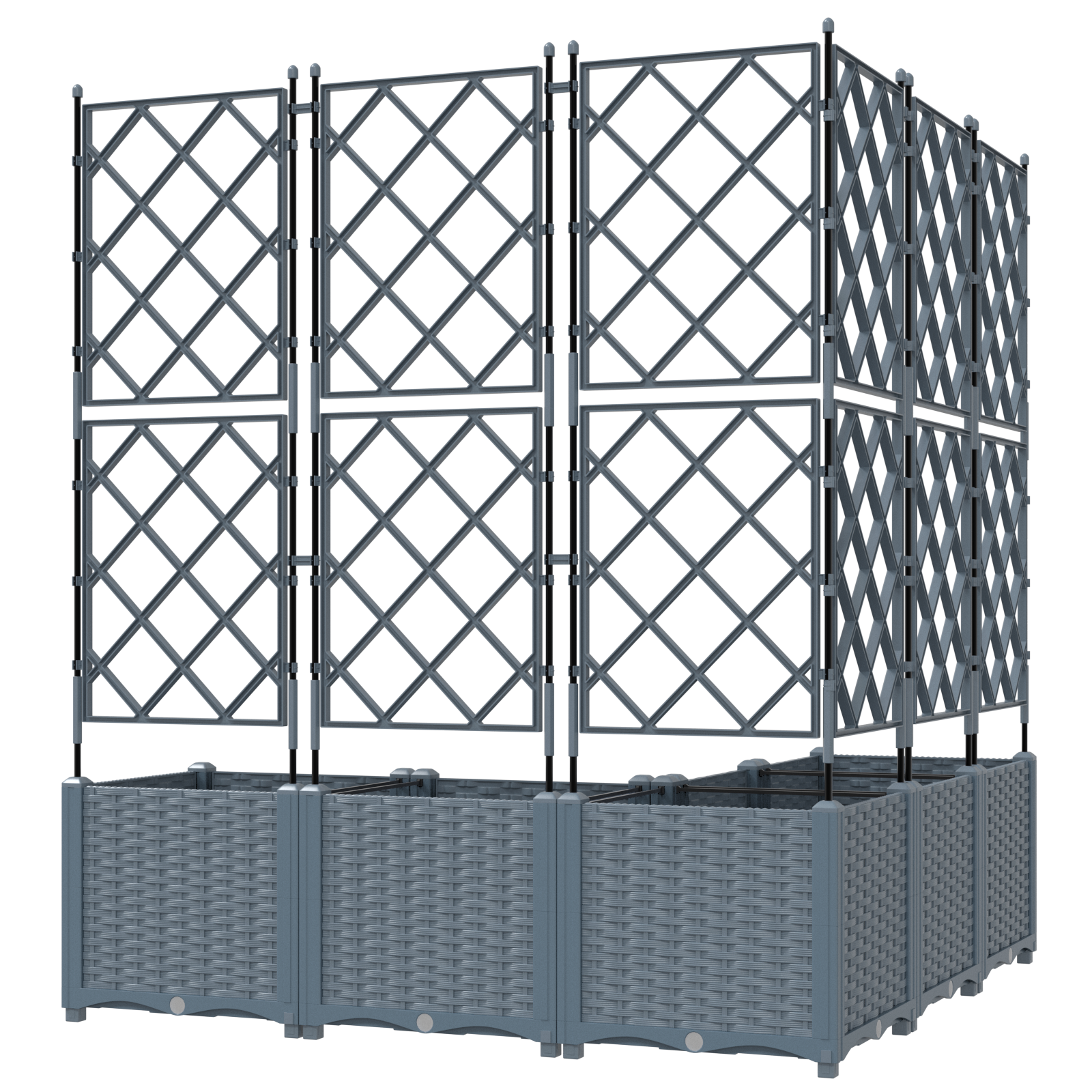 Vaso da Giardino con Trellis 5 pcs Grigio Chiaro 120x120x143 cm