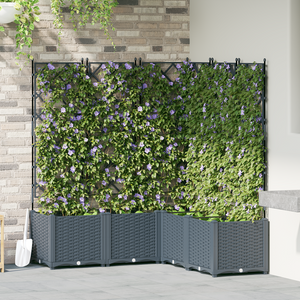 Vaso da Giardino con Trellis 5 pcs Grigio Chiaro 120x120x143 cm