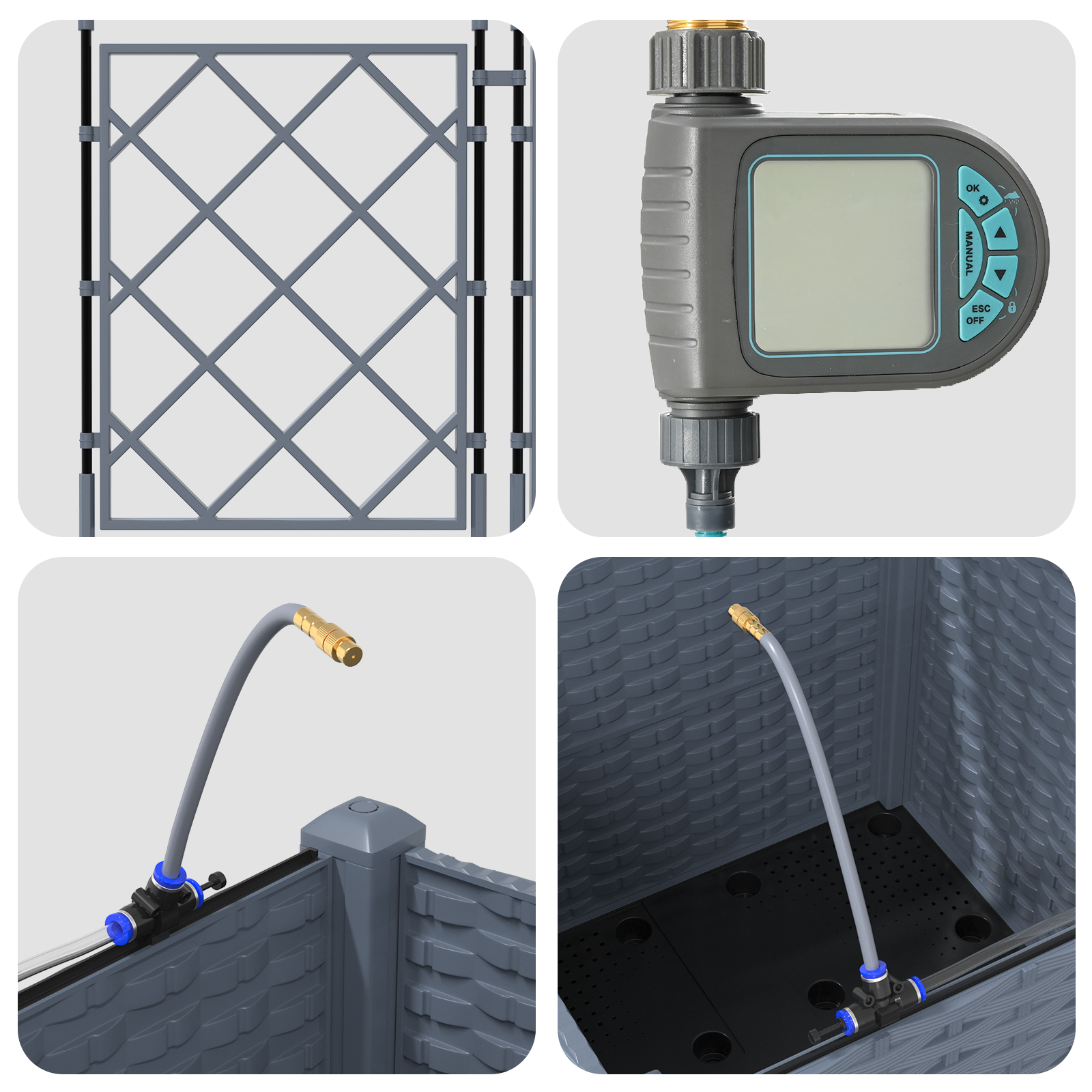 Cassoni da giardino  con sistema di irrigazione leggera grigia