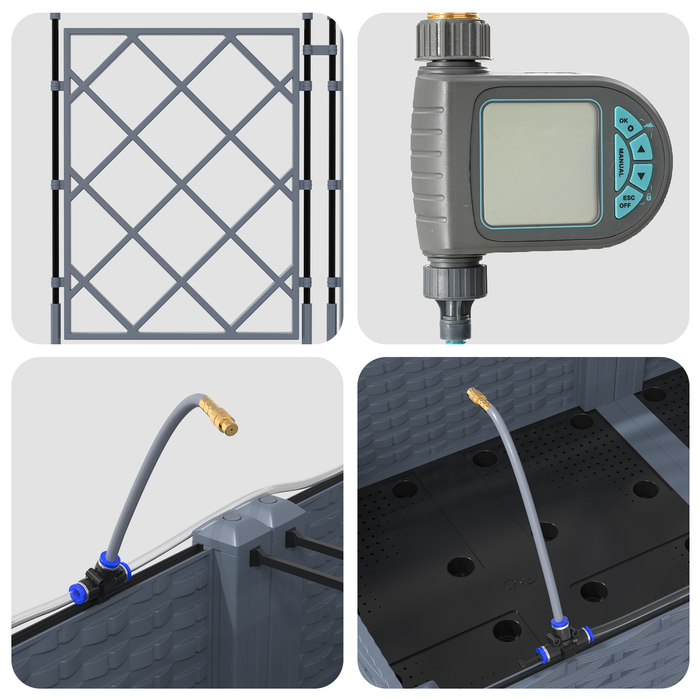 Vasi da Giardino con Sistema di Irrigazione 2 pezzi Grigio chiaro