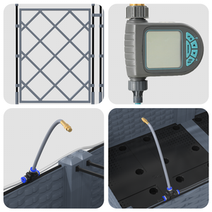 Fioriere da Giardino con Sistema di Irrigazione 3 pcs Grigio chiaro